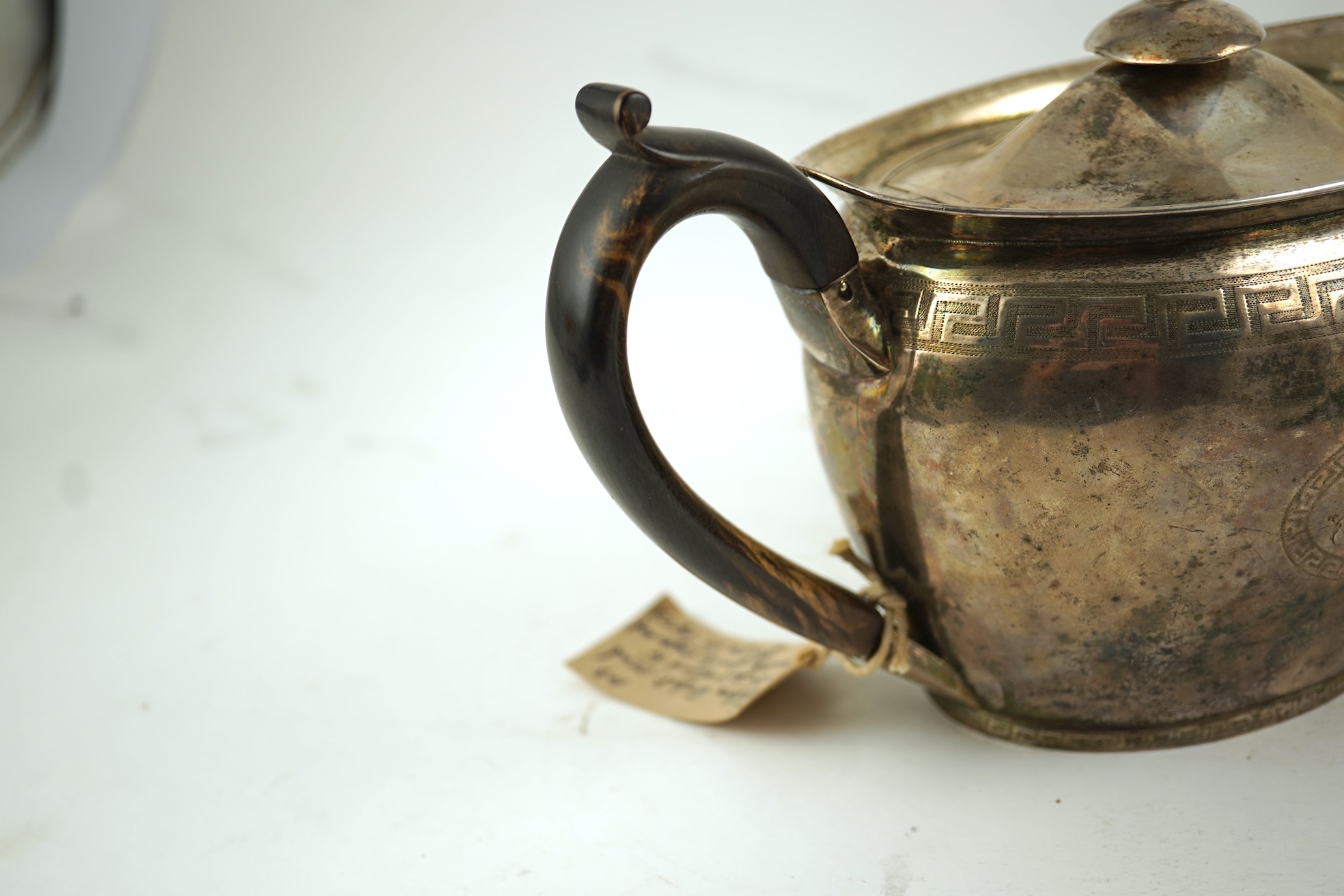 A George III silver oval teapot and matching oval stand, by John Eames